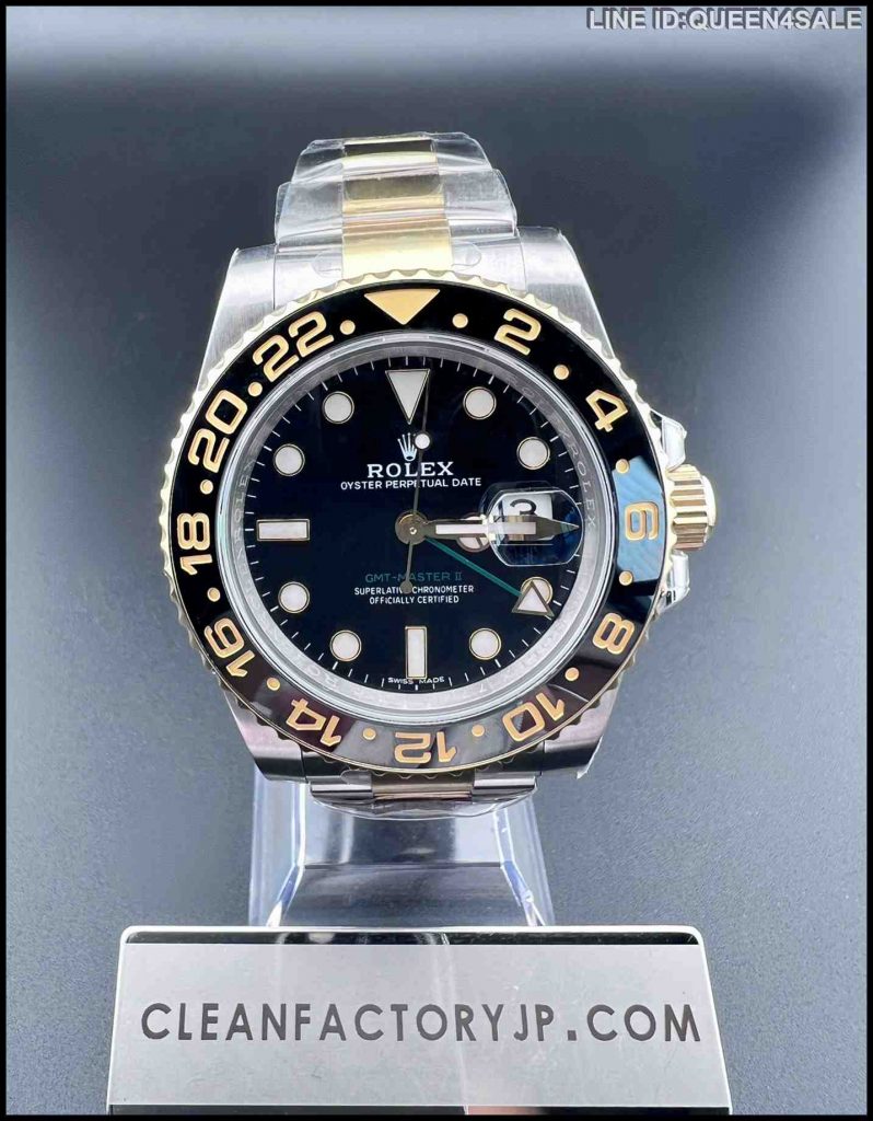 CLEANクリーン工場 ROLEXロレックスGMTマスター Ⅱ 116713 コンビイエローゴールド 40ｍｍ ブラック文字盤グリーン針 1:1精度  - CLEAN工場公式サイト！最高技術のＮ品腕時計！