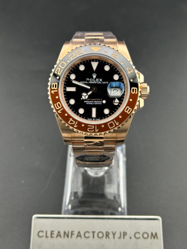 CLEANクリーン工場　ROLEXロレックスGMTマスター Ⅱ　エバーローズゴールド40ｍｍ  126715CHNR　ブラック/ブラウン　カフェオレベゼル ブラック文字盤　1:1精度