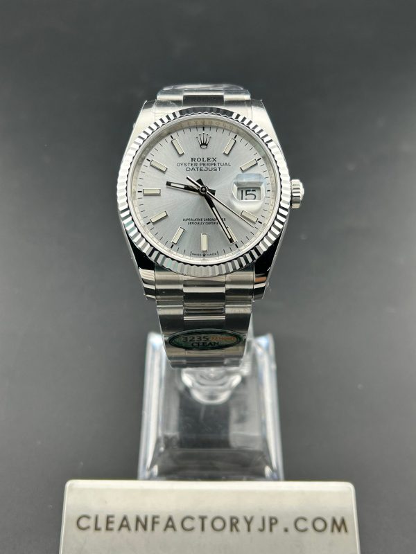 CLEANクリーン工場　ROLEXロレックスデイトジャスト126234　36ｍｍ　シルバー文字盤 プラチナフルーテッドベゼル　オイスタープレスレット　1:1精度