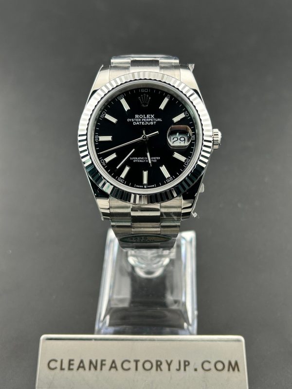CLEANクリーン工場　ROLEXロレックスデイトジャスト126334　41ｍｍブラック文字盤 フルーテッドベゼル　オイスタープレスレット　1:1精度