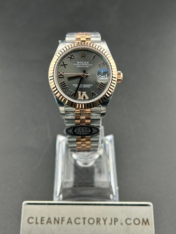 CLEANクリーン工場　ROLEXロレックス レディ デイトジャスト　コンビローズゴールド278271　31ｍｍローマン目盛り　グレー文字盤 フルーテッドベゼル　ジュビリープレスレット　1:1精度