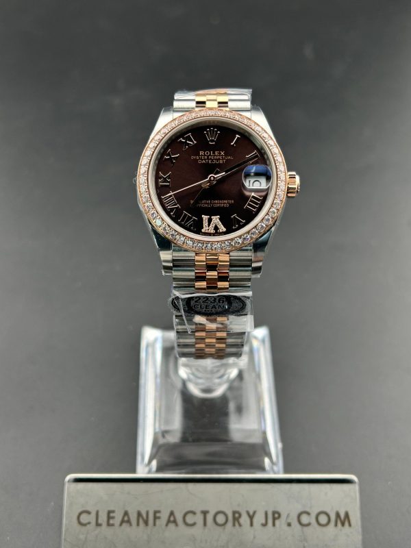 CLEANクリーン工場　ROLEXロレックス レディ デイトジャスト　コンビローズゴールド278271　31ｍｍローマン目盛り　チョコレートブラウン文字盤　ダイヤモンドベゼル　ジュビリープレスレット　1:1精度