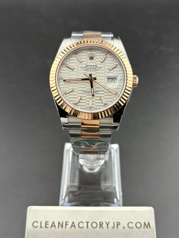 CLEANクリーン工場　ROLEXロレックスデイトジャスト126331　41ｍｍコンビローズゴールド　シルバーフルーテッドモチーフダイヤル　オイスタープレスレット　1:1精度