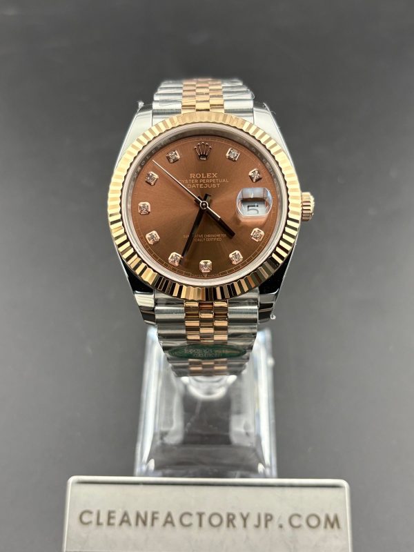 CLEANクリーン工場　ROLEXロレックスデイトジャスト　コンビローズゴールド126331　ダイヤモンド入りチョコレート文字盤　41ｍｍ　フルーテッドベゼル　ジュビリープレスレット　1:1精度