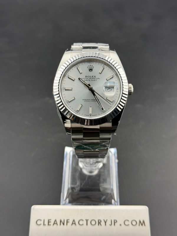 CLEANクリーン工場　ROLEXロレックスデイトジャスト126334　41ｍｍシルバー文字盤 フルーテッドベゼル　オイスターブレスレット　1:1精度