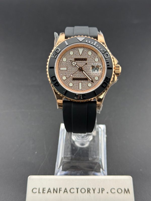 CLEANクリーン工場 ROLEXロレックス ヨットマスター40　116655DSR　ダイヤモンド入り文字盤　ブラックセラミックベゼル　ゴムプレスレット　1:1精度